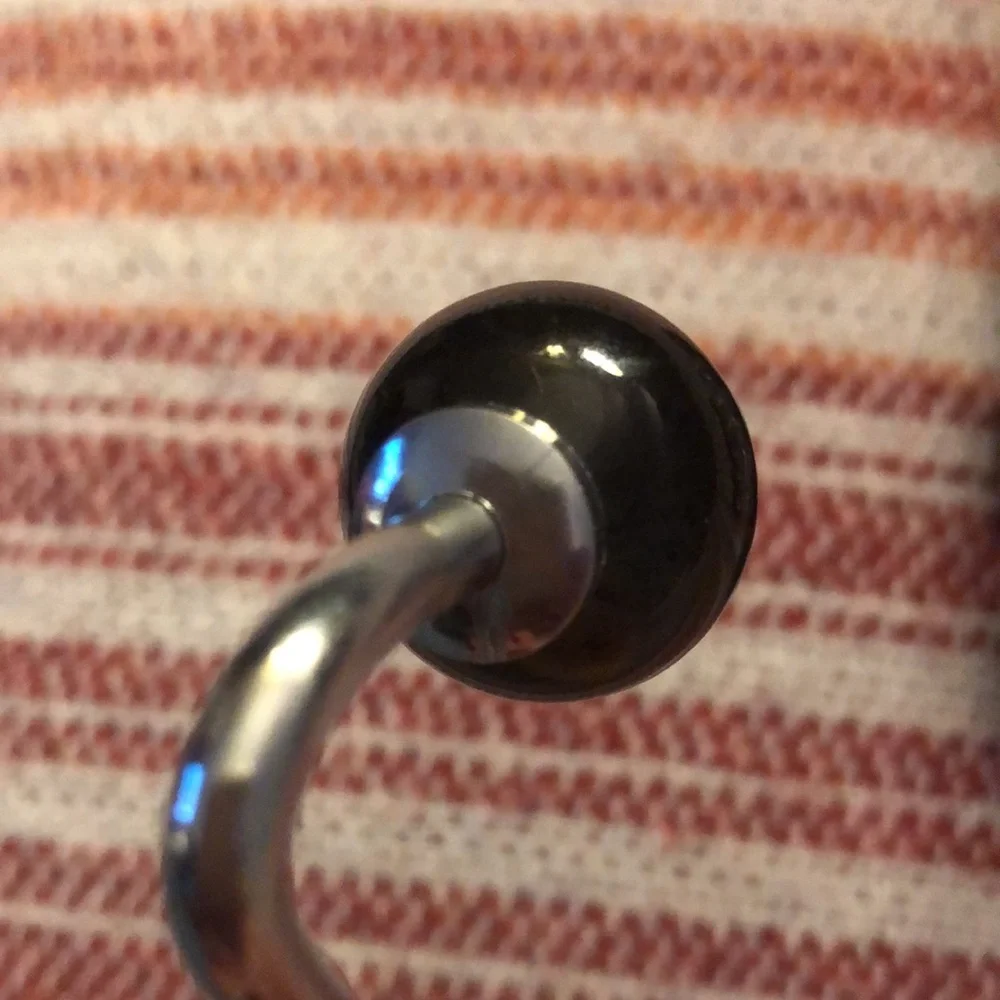 SHOWER CURTAIN HOOKS • BLACK BALLS ON SILVER HOOKS • SET OF 12